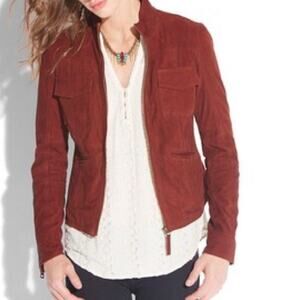 Lucky Brand Burgundy Goat Suede Leather Zip Jacket Women’s Medium